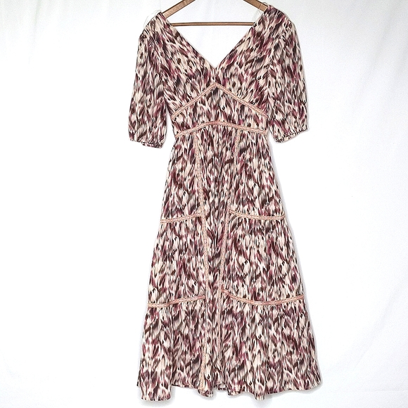 ENTRÓ • ANTHROPOLOGIE Abstract Print Midi Dress ~ NWT - Picture 7 of 13